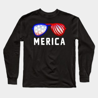 Merica 4th of July Shades Design 1 Long Sleeve T-Shirt